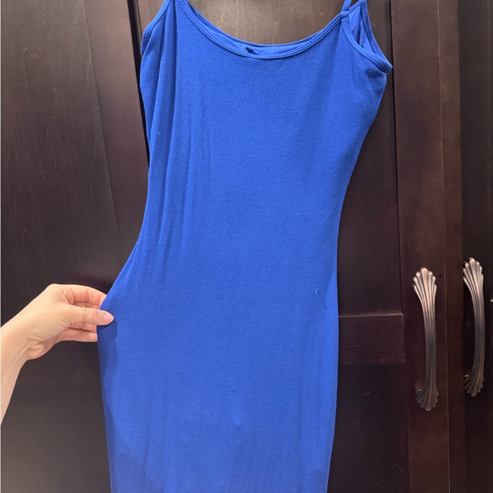 Popilush contour Blue Sleeveless Dress